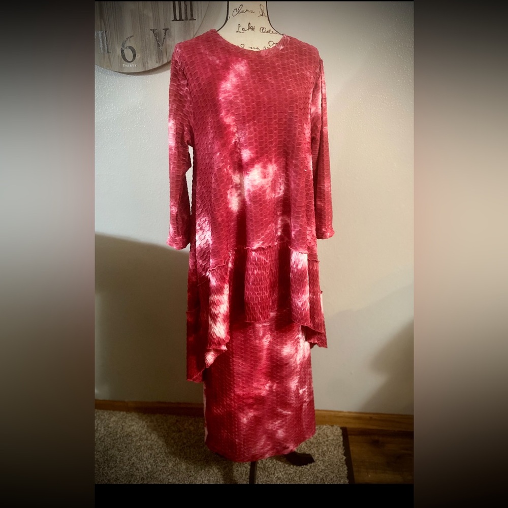 🤍NEW Elegant Raspberry high low Tie-Dye 2 piece outfit🤍